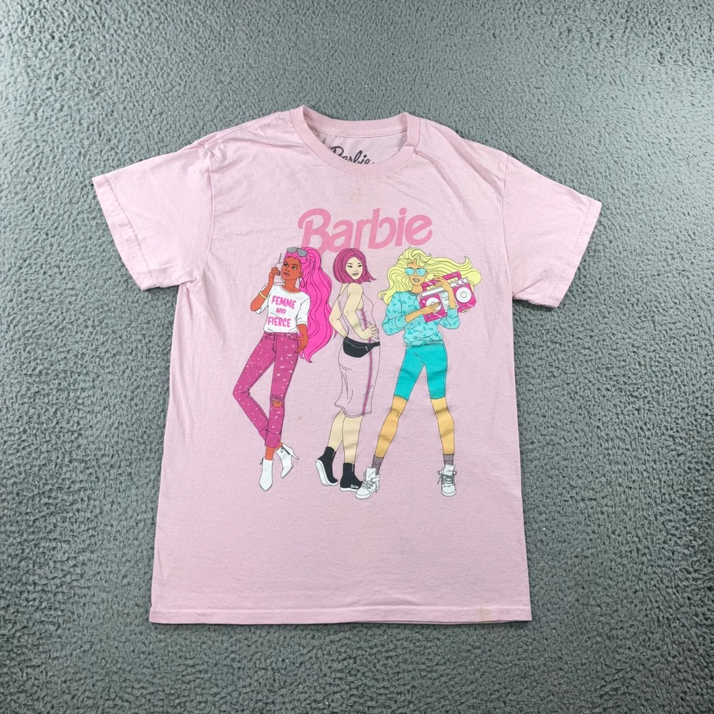 Barbie Graphic T-Shirt Womens S Pink Femme and Fierce S/S‎ y2k Coquette Grunge